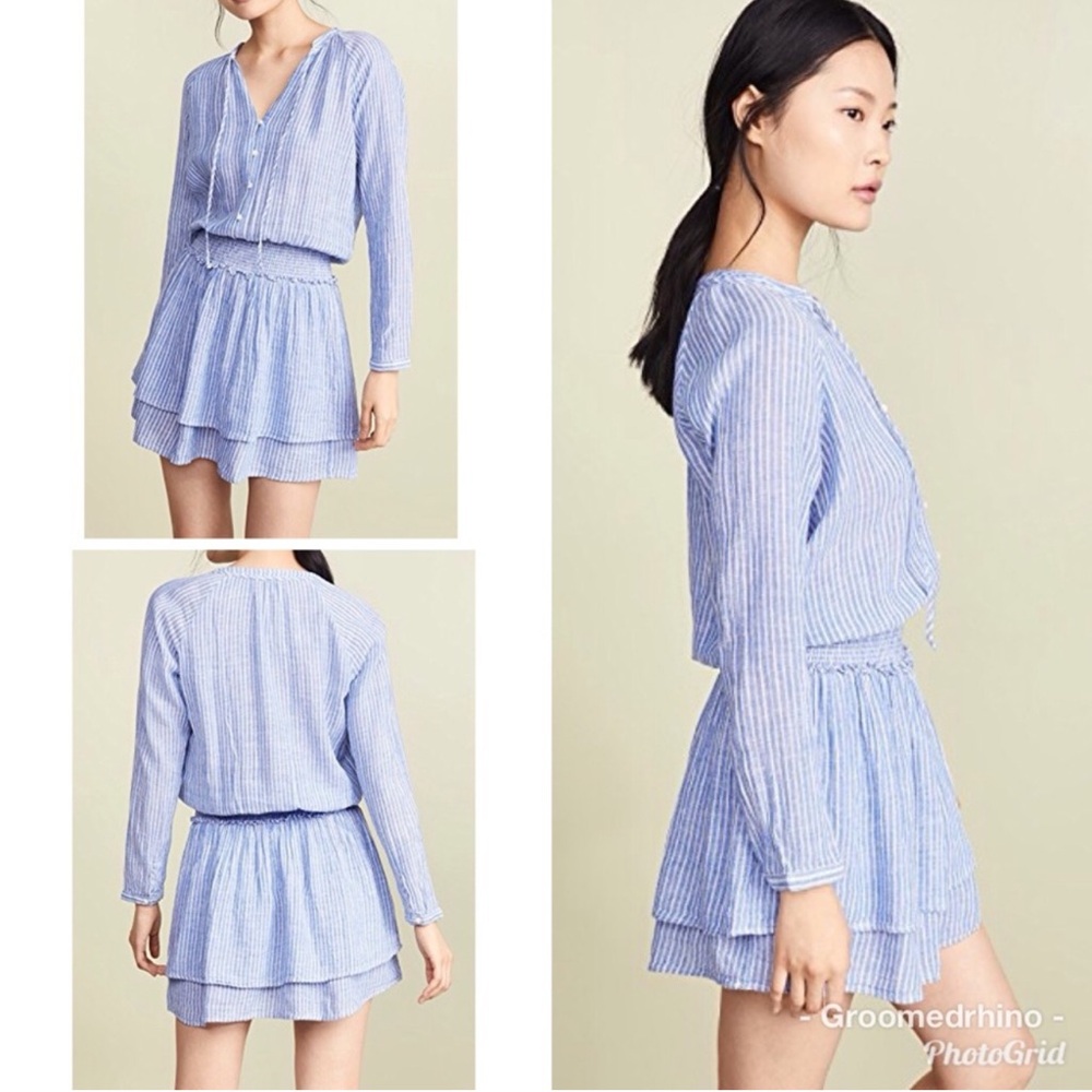 5. Rails Jasmine Azure Stripe Linen Tiered Dress - image 1